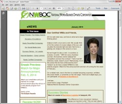 Screen grab of NWBOC newsletter